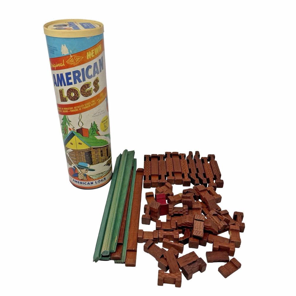 Rare Vintage Halsam Hewn American Logs #810 67 Pieces Only BonBon Cap Nice